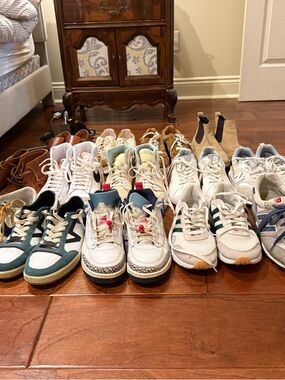 Men's Athletic Sneakers in White with Teal and Tan Accents - Casual Performance